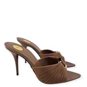 Saint Laurent 'Clou' Mule Sandal in Cappucino.